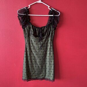 Forest Green Floral Lace Mini Dress